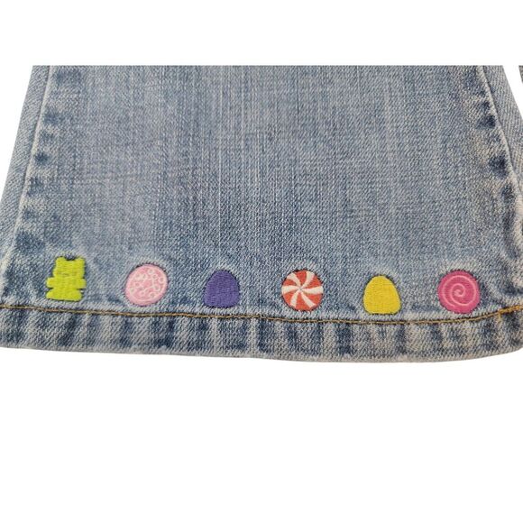 Gymboree Girls 5 Blue Jeans Embroidered Candy Gummy Bear Peppermint‎ Gum Drop - Picture 4 of 5
